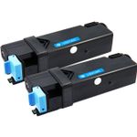 Set of 2 Compatible Dell 330-1437 Cyan High Yield Toner Cartridges (T107C)