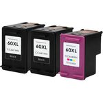 Set of 3 Compatible HP 60XL High Yield Ink Cartridges