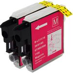 Set of 2 Compatible Brother LC-61M Magenta Ink Cartridges