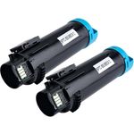 Set of 2 Compatible Dell H625 / H825 Cyan High Yield Toner Cartridges (P3HJK)