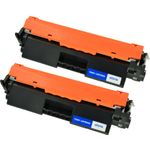 Set of 2 Compatible HP 17A Black Toner Cartridges (CF217A)