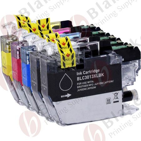 Set of 5 Compatible Brother LC-3013 High Yield Ink Cartridges (Replaces LC-3011)