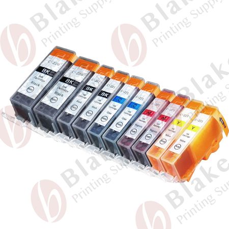 Set of 10 Compatible Canon PGI-220 & CLI-221 Ink Cartridges