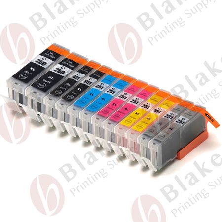 Set of 12 Compatible Canon PGI-250XL & CLI-251XL High Yield Ink Cartridges