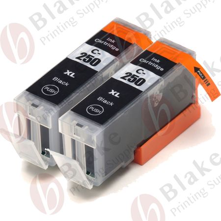 Set of 2 Compatible Canon PGI-250XL (6432B001) Black High Yield Ink Cartridges