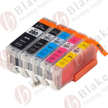 Set of 5 Compatible Canon PGI-280XXL & CLI-281XXL Extra High Yield Ink Cartridges