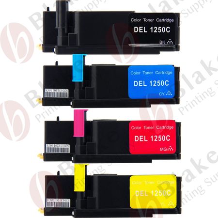 Set of 4 Compatible Dell 1250 / 1350 / 1750 / 1760 High Yield Toner