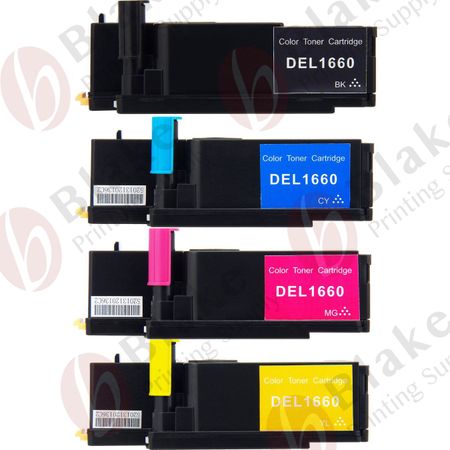 Set of 4 Compatible Dell C1660W Toner Cartridges