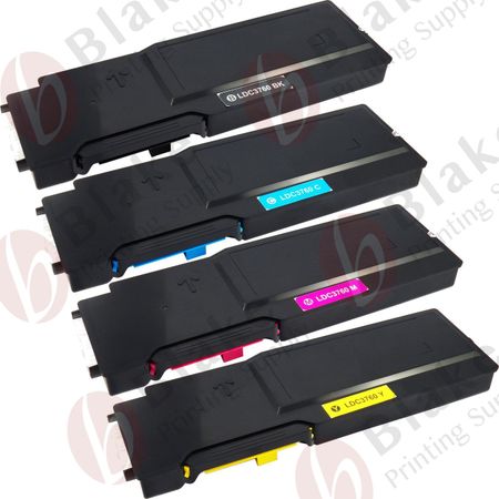 Set of 4 Compatible Dell C3760 / C3765 Extra High Yield Toner