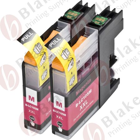 Set of 2 Compatible Brother LC-105M Magenta Extra High Yield Ink Cartridges