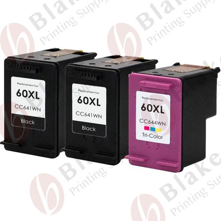 Set of 3 Compatible HP 60XL High Yield Ink Cartridges