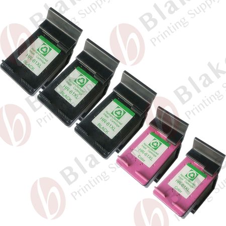 Set of 5 Compatible HP 61XL High Yield Ink Cartridges