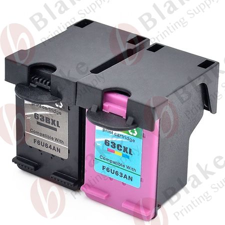 Set of 2 Compatible HP 63XL High Yield Ink Cartridges