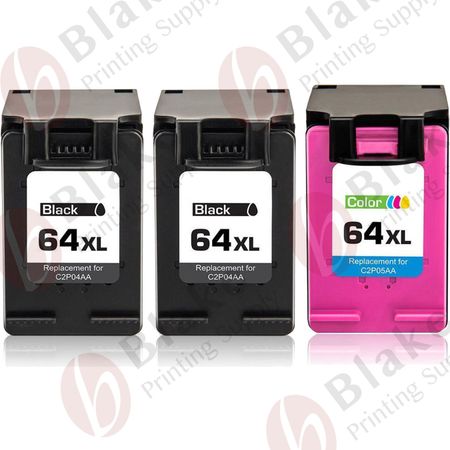 Set of 3 Compatible HP 64XL High Yield Ink Cartridges