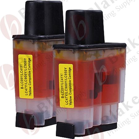 Set of 2 Compatible Brother LC-41Y Yellow Ink Cartridges