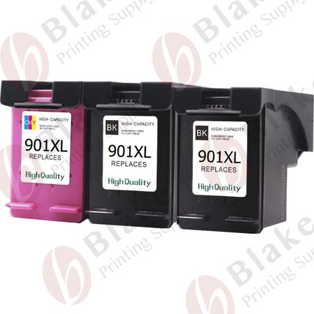 Set of 3 Compatible HP 901XL & 901 High Yield Ink Cartridges