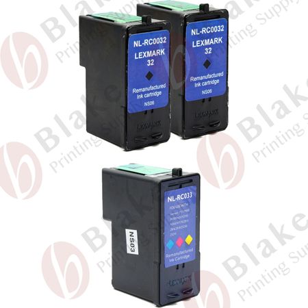 Set of 3 Compatible Lexmark 32 & 33 Ink Cartridges