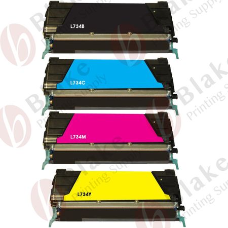 Set of 4 Compatible Lexmark C734 / C736 / X738 Toner Cartridges