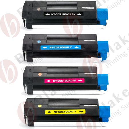 Set of 4 Compatible OkiData C5100 / 5200 / C5300 / C5400 High Yield Toner Cartridges