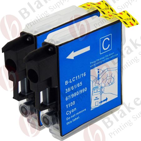 Set of 2 Compatible Brother LC-61C Cyan Ink Cartridges