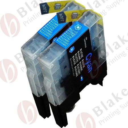 Set of 2 Compatible Brother LC-75C Cyan High Yield Ink Cartridges (Replaces LC-71C)