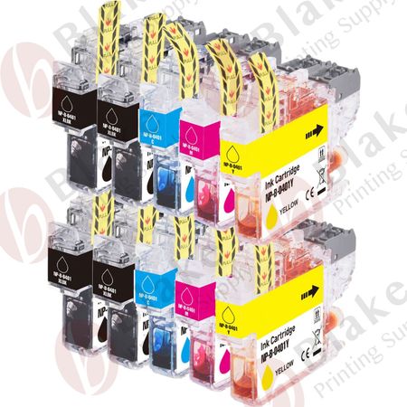 Set of 10 Compatible Brother LC401 XL High Yield Ink Cartridges