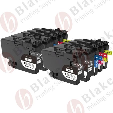 Set of 10 Compatible Brother LC406 XL High Yield Ink Cartridges