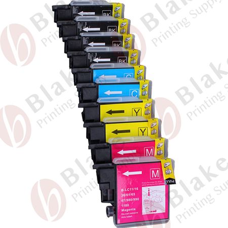 Set of 10 Compatible Brother LC-61 Ink Cartridges