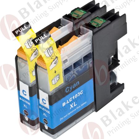 Set of 2 Compatible Brother LC-103 / LC-101 Cyan High Yield Ink Cartridges