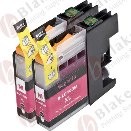 Set of 2 Compatible Brother LC-103 / LC-101 Magenta High Yield Ink Cartridges