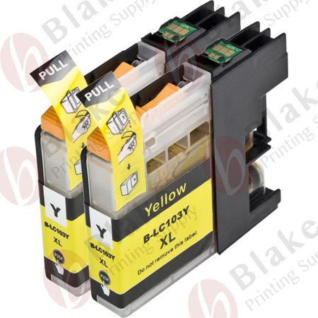 Set of 2 Compatible Brother LC-103 / LC-101 Yellow High Yield Ink Cartridges