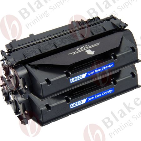 2 Pack Compatible HP 80X Black High Yield Toner Cartridge (CF280X)