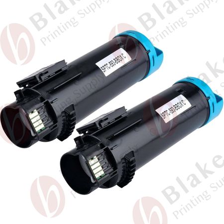 Set of 2 Compatible Dell H625 / H825 Cyan High Yield Toner Cartridges (P3HJK)