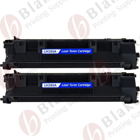 2 Pack Compatible HP 80A Black Toner Cartridge (CF280A)