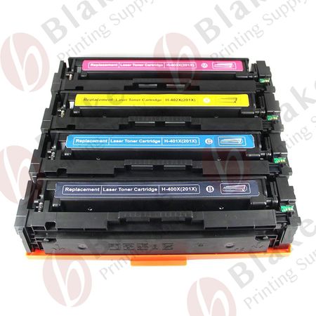 Set of 4 Compatible HP 201X High Yield Toner Cartridges (Replaces 201A)