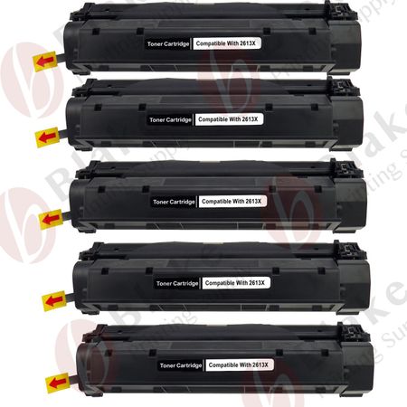 5-x HP Compatible 13X Black High-Yield Toner Cartridges (Q2613X)