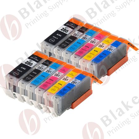 12 x Compatible Canon PGI-280XXL & CLI-281XXL Super High-Yield Ink Cartridges