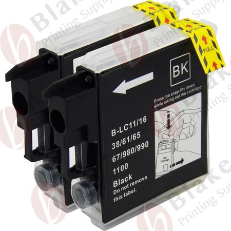 Set of 2 Compatible Brother LC-65BK Black High Yield Ink Cartridges