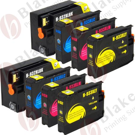 Set of 8 Compatible HP 932XL & 933XL High Yield Ink Cartridges