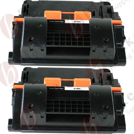 2 x HP Remanufactured 90X High-Yield Black Toner Cartridges (CE390X)