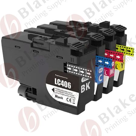 Set of 4 Compatible Brother LC406 XL High Yield Ink Cartridges