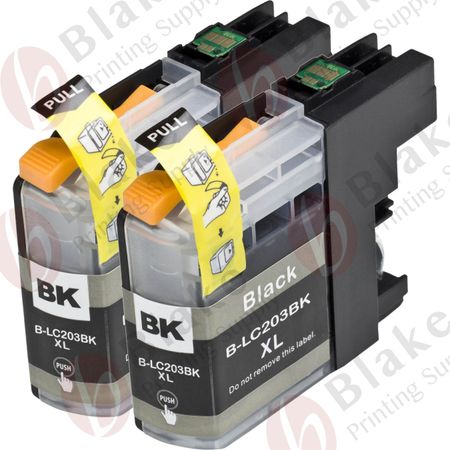 Set of 2 Compatible Brother LC-203 Black High Yield Ink Cartridges (Replaces LC-201)