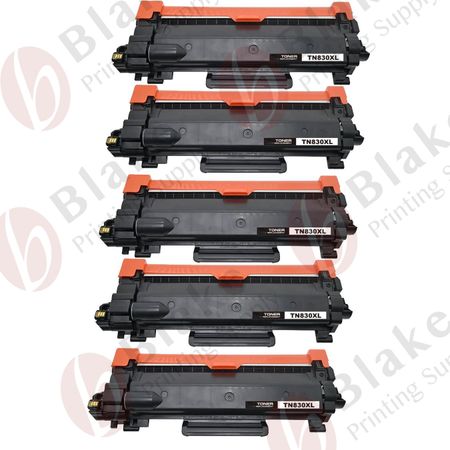 Set of 5 Compatible Brother TN830 XL High Yield Laser Toner Cartridge