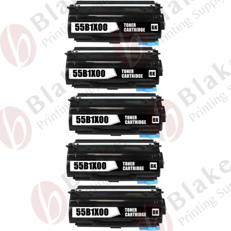 Set of 5 Compatible Lexmark 55B1X00 Extra High Yield Laser Toner Cartridge