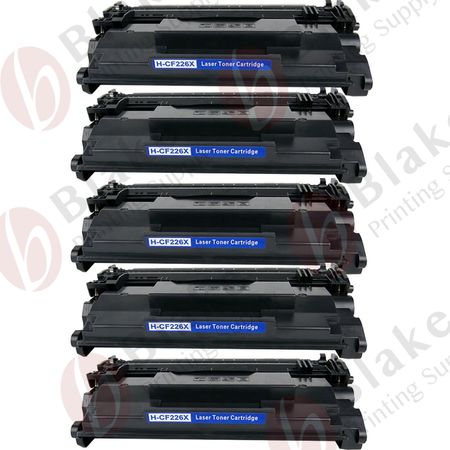 Compatible 5 Pack HP 26X Black High-Yield Toner Cartridge (CF226X)