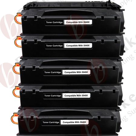 5 Pack Compatible HP 80X Black High Yield Toner Cartridge (CF280X)