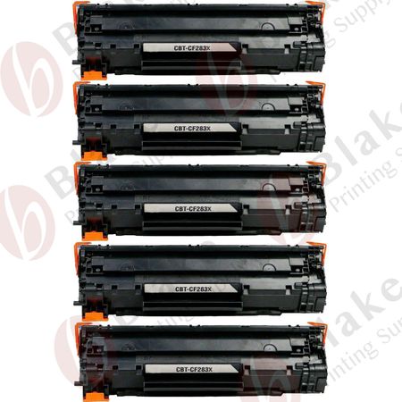 5 Pack Compatible HP 83X High-Yield Black Toner Cartridge (CF283X)