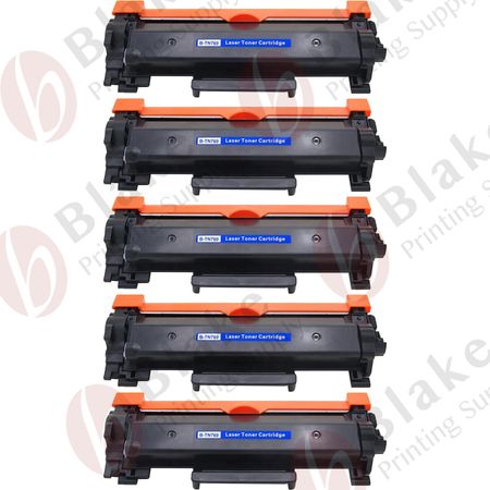 5 Pack Compatible Brother TN760 Black High-Yield Toner Cartridge (Replaces TN730)