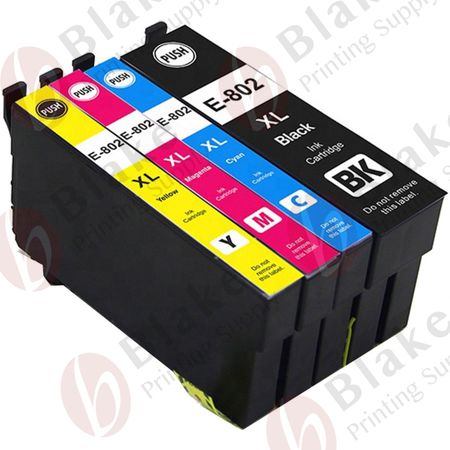 Set of 4 Compatible Epson 802XL High Yield Ink Cartridges