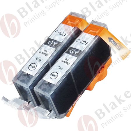 Set of 2 Compatible Canon CLI-221GR Gray Ink Cartridges (2950B001)